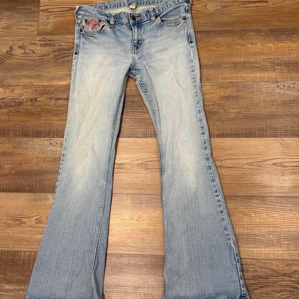 Vintage Y2K HCO Hollister Flare jeans rainbow color accent size 9
